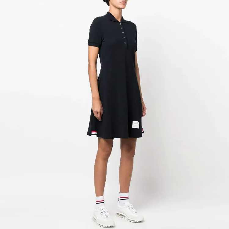 THOM BROWNE· Short Sleeved Dress Summer Women's Marine Blue-3