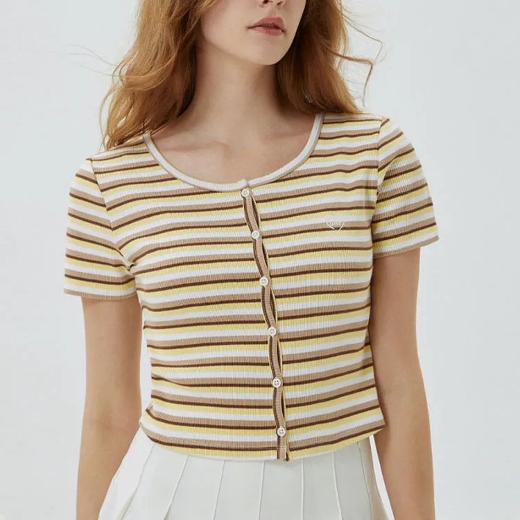 GAP T Shirt Women's Yellow Stripes-2