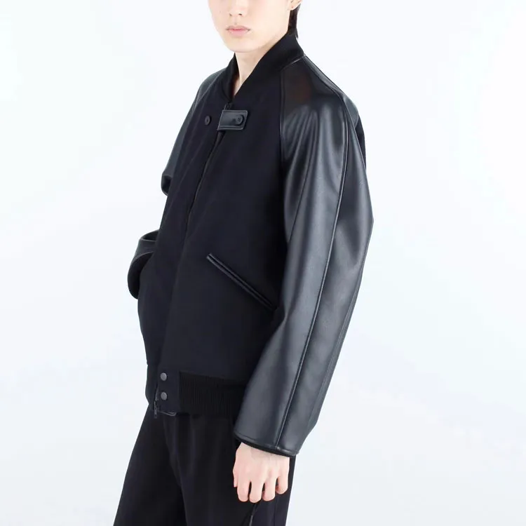 Y 3 Contrast sleeves Flannel Bomber Jacket-2
