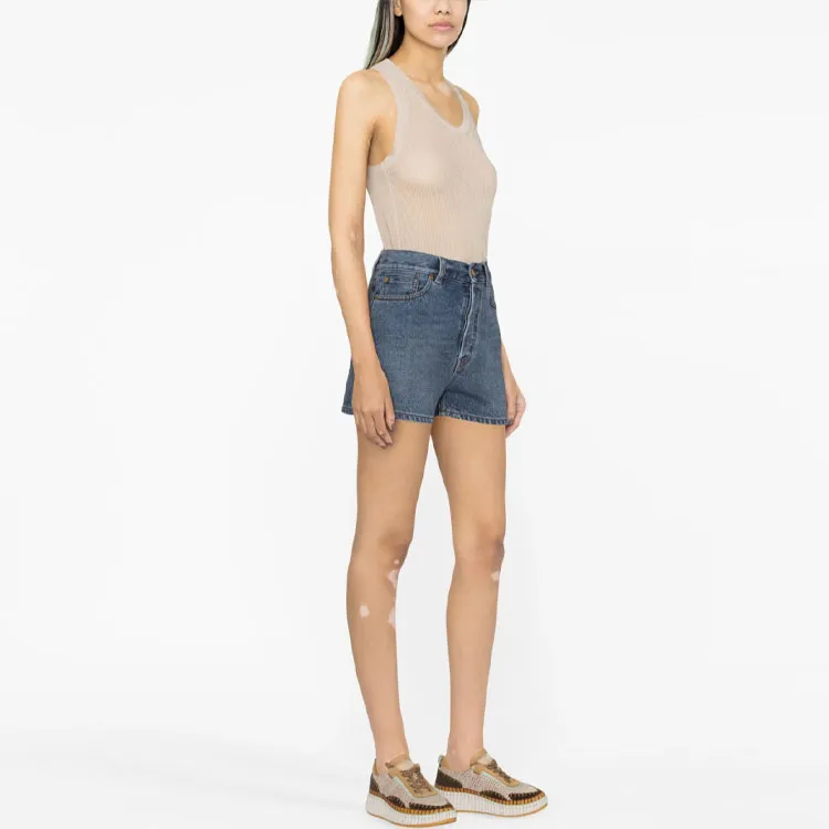 Chloé High-waisted Denim Shorts-3