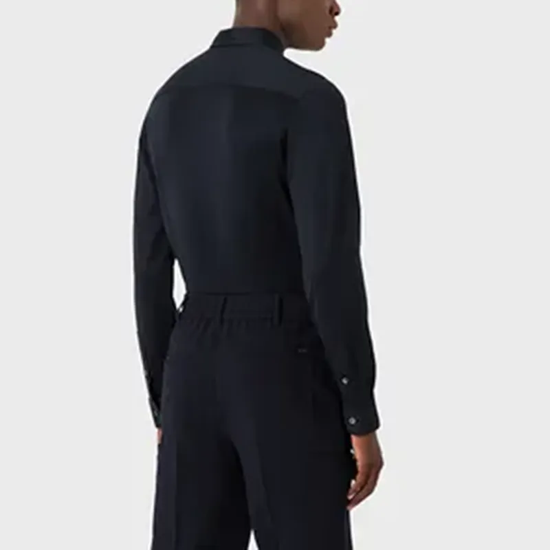 EMPORIO ARMANI Curved Hem Buttoned Shirt-3