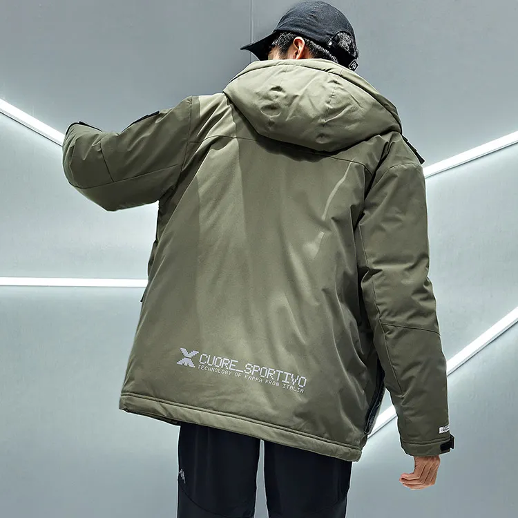 Kappa Letter Hooded Thickened Cropped Down Jacket Men's-2