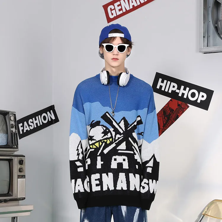 GENANX Sweaters Unisex Blue-2
