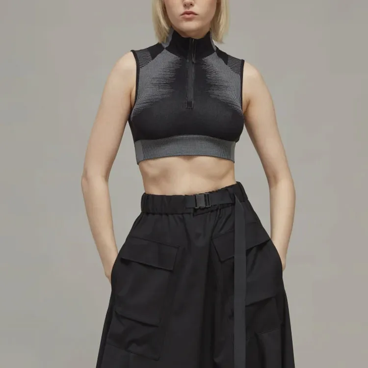 Y 3 High neck Ribbed Knit Crop Top-2