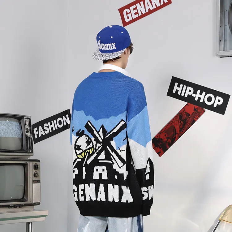 GENANX Sweaters Unisex Blue-4