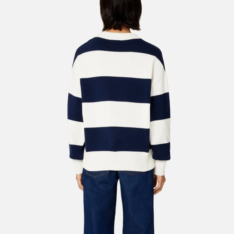 Ami Paris Ami De Coeur Sweater With Rugby Stripes-3