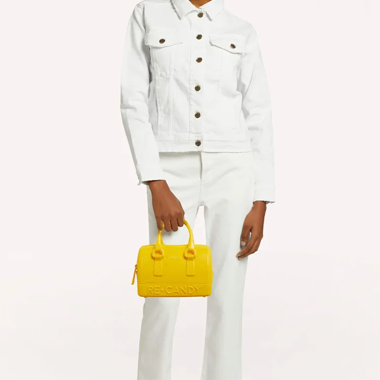 Furla Candy Boston Bag Shoulder Bag Crossbody Bag Handbag Mini Women's Yellow-4