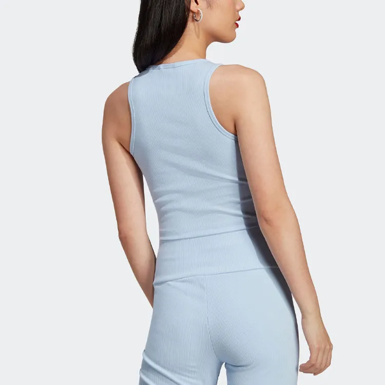 Adidas Originals RIB TANK Top Women's Light Pink Blue-3