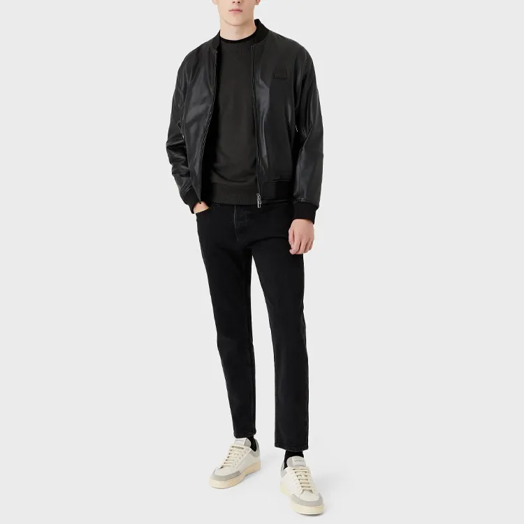 EMPORIO ARMANI FW22 Leather Jacket Men's Black-2