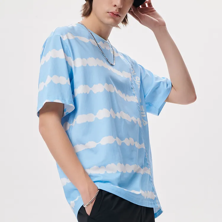 FILA FUSION T-Shirt Men's Blue White Vibrating-4