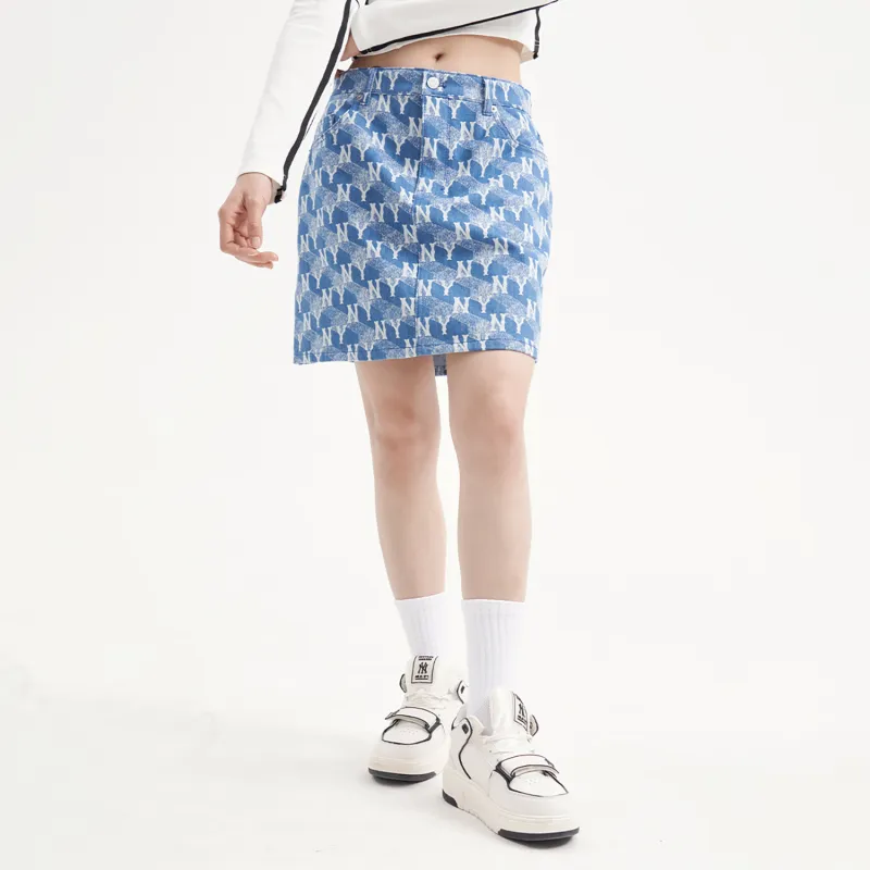MLB New York Yankees Casual Short Skirts Women's Sky Blue-3