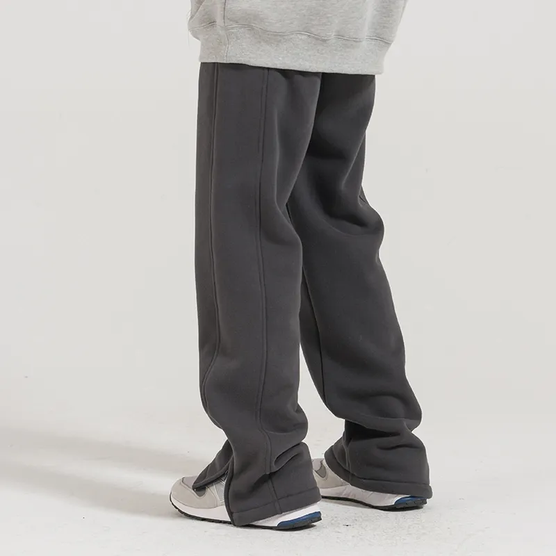UFZ Thickened And Fleece-Lined Casual Pants Winter Unisex Dark Gray-4