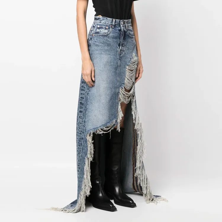 Vetements Ripped detail Denim Skirt-2