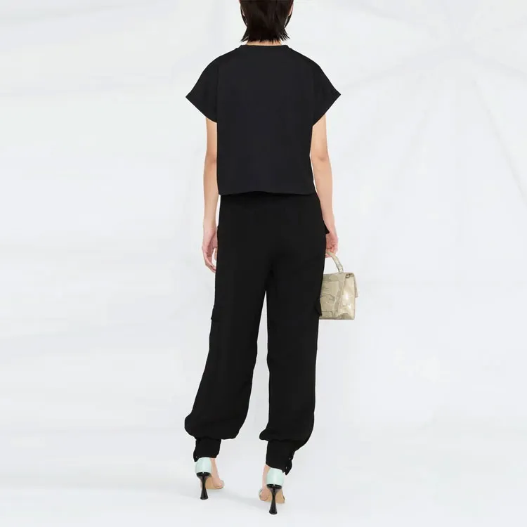 BALMAIN Logo print Cropped T shirt-2