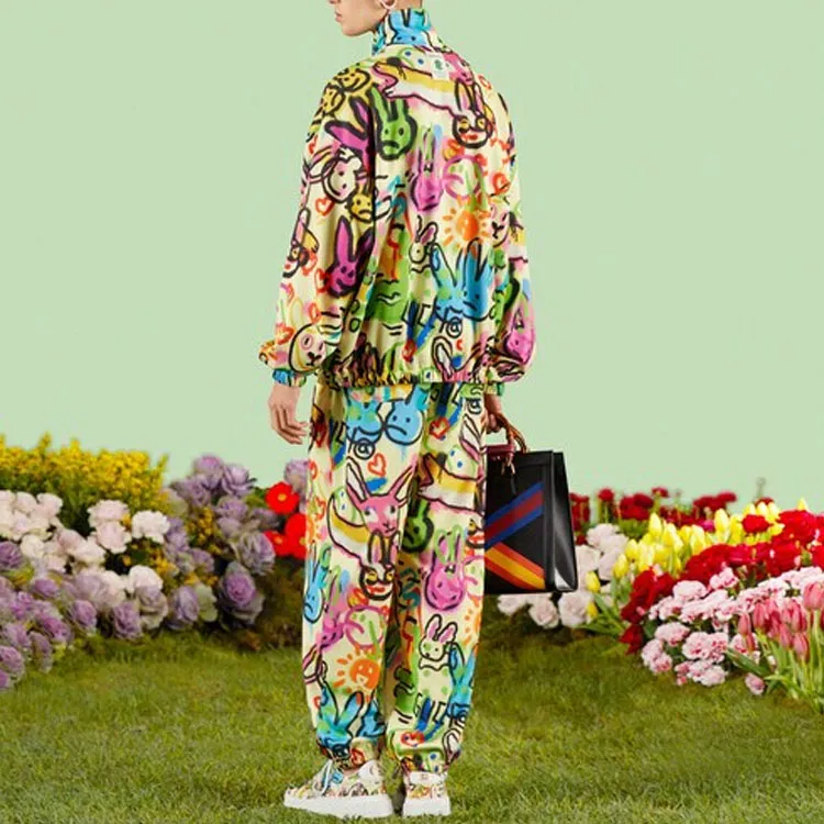 GUCCI Bunny Print Full Zipped Jersey Jacket-3