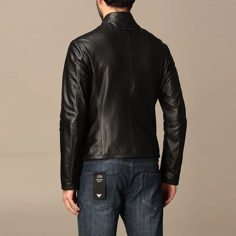 EMPORIO ARMANI Leather Jackets Men Black-3
