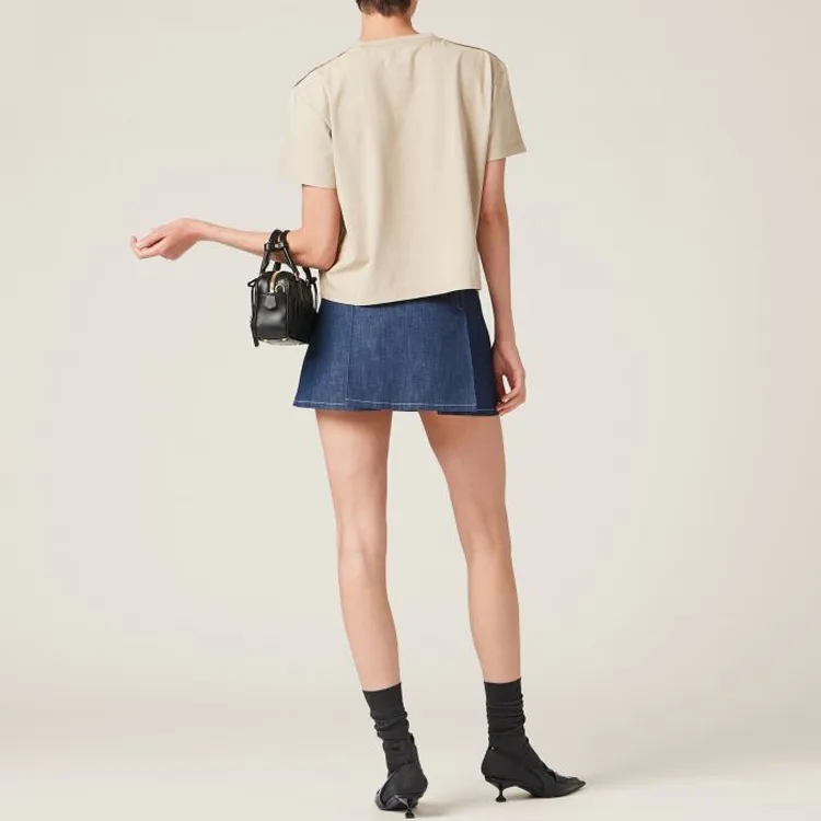 MIU MIU SS23 Drop Shoulder Sleeve T Shirt Women's Khaki-2
