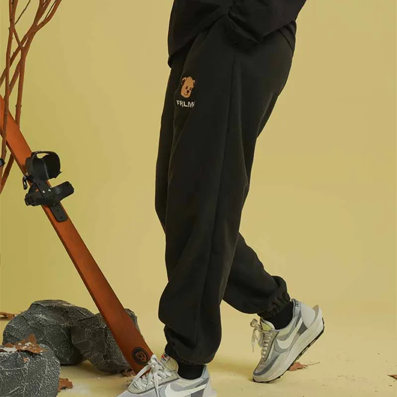 FRLMK Thickened Casual Pants Unisex Black-2