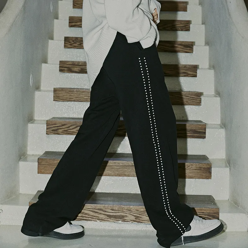 SHOOT BRAND Straight Casual Pants Unisex Black-5