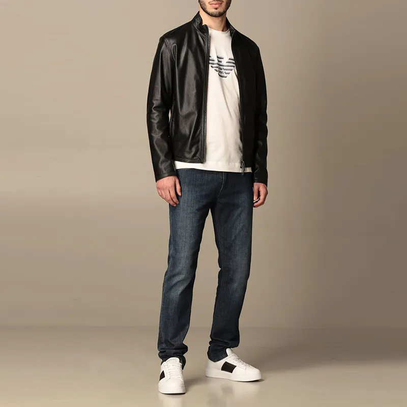 EMPORIO ARMANI Leather Jackets Men Black-5