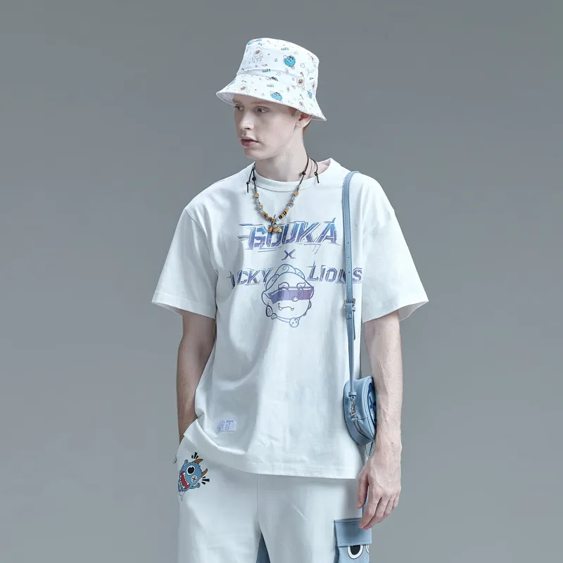Guuka Drop Shoulder Sleeve T Shirt Unisex White-3