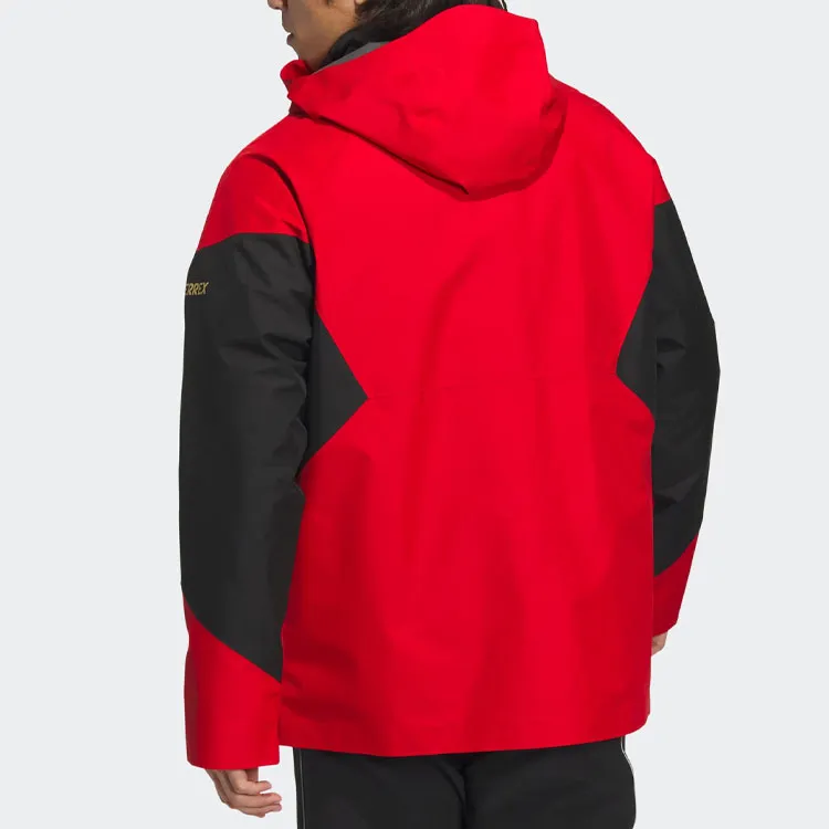 Adidas Outdoor Hiking Water Resistant Windproof Breathable Wear Resistant Windbreaker Jacket Unisex Red-3