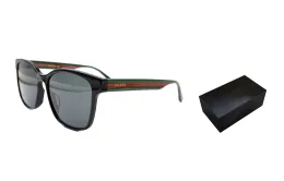 GUCCI RedGreen Bands Square Frame Sunglasses Black-5