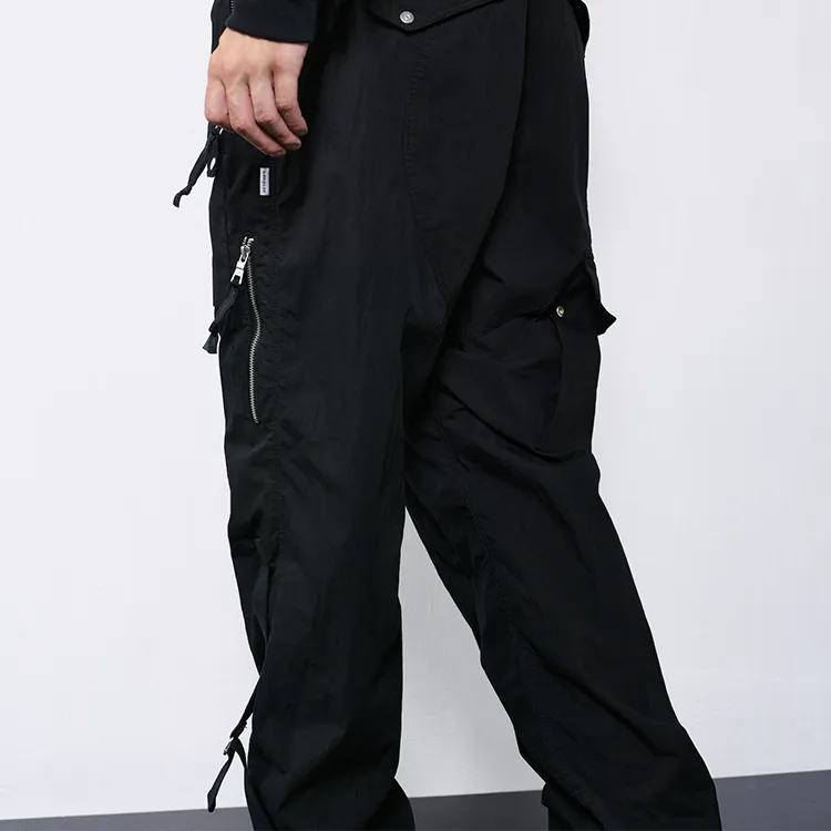 ATTEMPT Straight Casual Pants Unisex Black-6