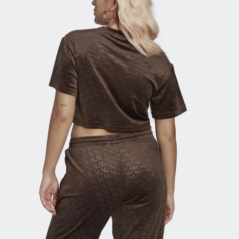Adidas Originals Embossed Monogram T Shirt Women's Brown-2