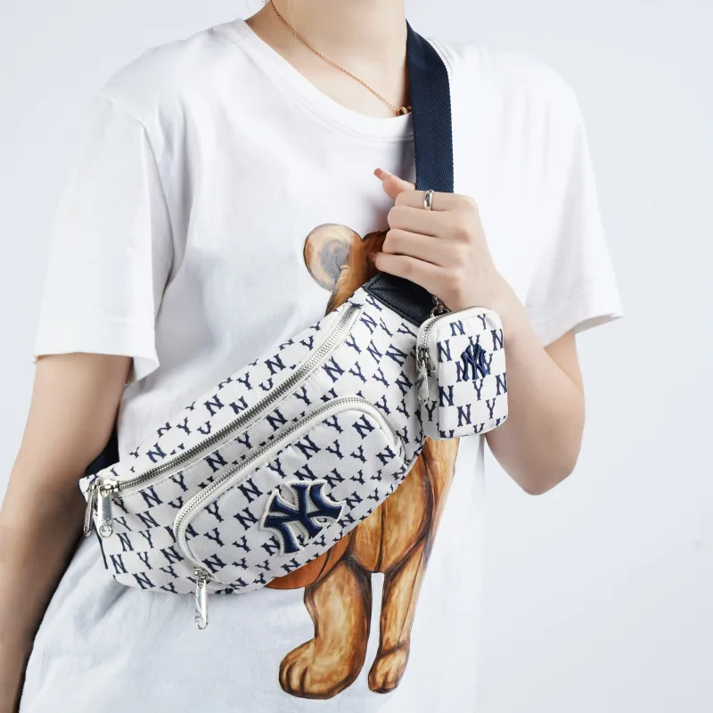MLB Monogram Collection Polyester Combo Bag One Shoulder Crossbody Fanny Pack Regular Unisex Cream White-7