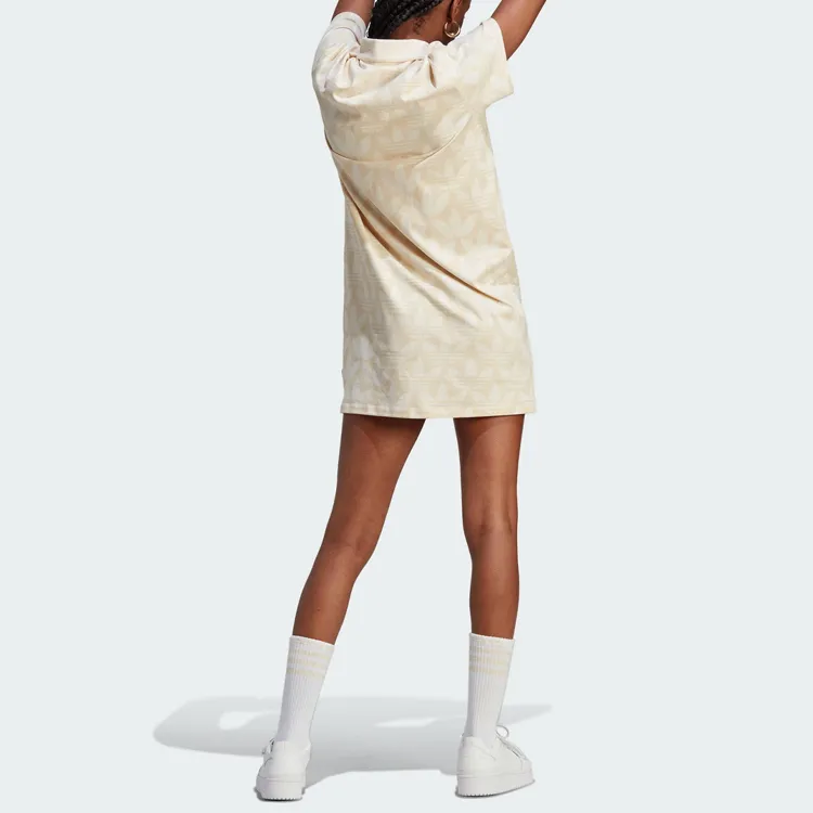 Adidas Originals TREFOIL MONOGRAM POLO DRESS Short Sleeved Dresses Women's Wonder White-2