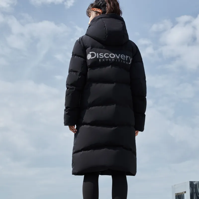 Discovery Expedition Solid Color Hooded Long Down Jacket Unisex-3