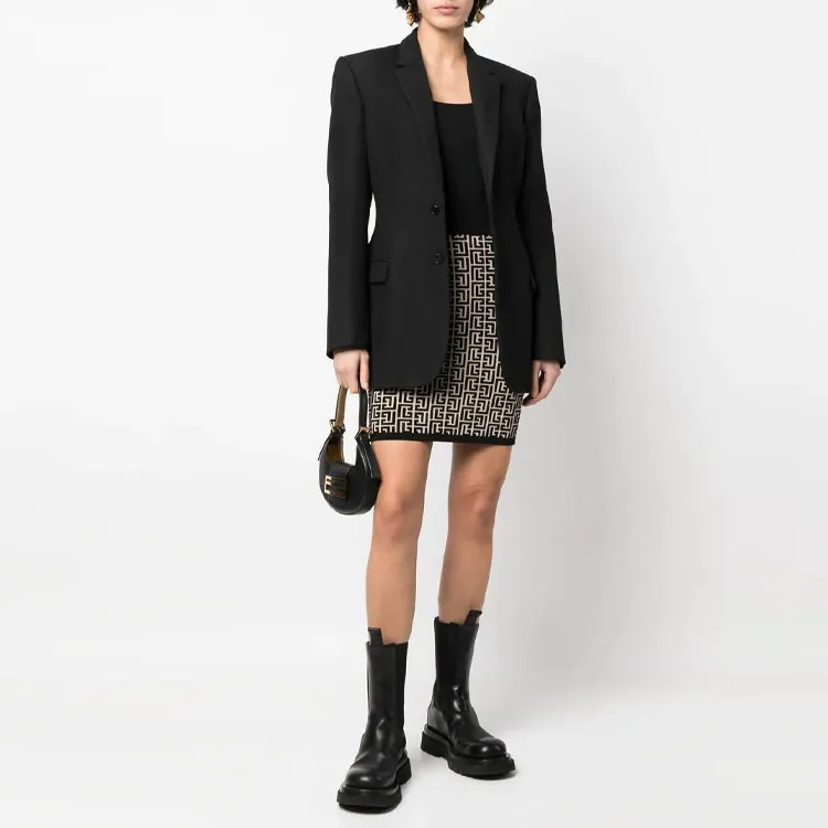 BALMAIN Monogrammed Knitted Skirt-4