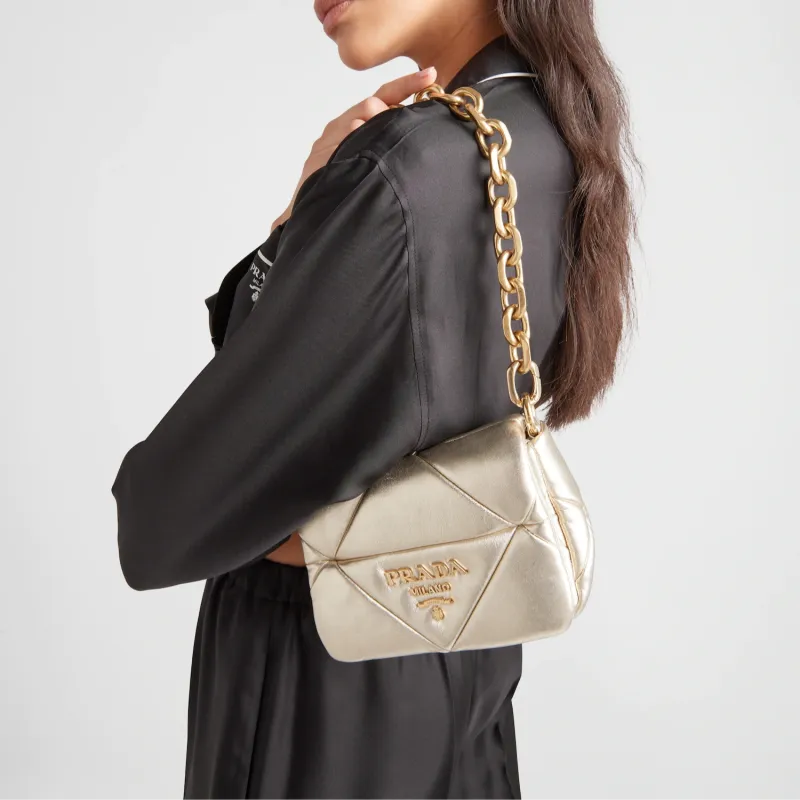 PRADA Nappa Leather Handbag Shoulder Bag Women's Light Gold-3