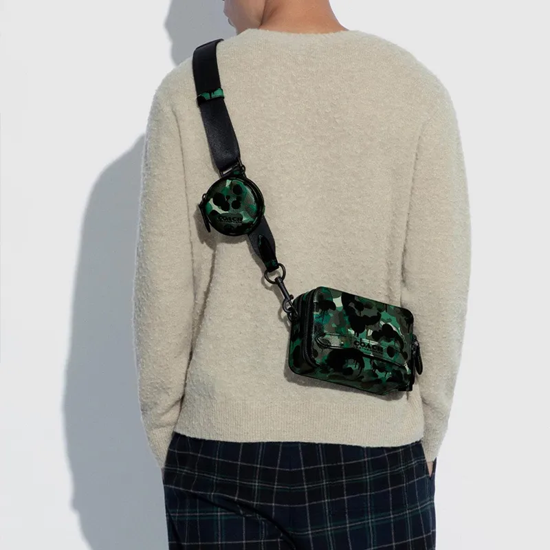 COACH Charter Leather Shoulder Bag, Crossbody Bag Trumpets Men's Camouflage-5