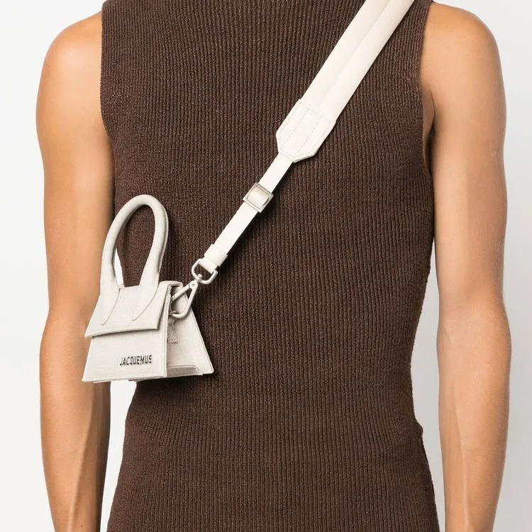 Jacquemus Canvas Canvas Bag Shoulder Bag Crossbody Bag Handbag Mini Men's Gray-4