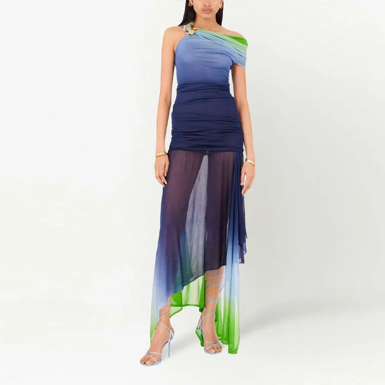 Ferragamo Short-Sleeved Dresses Women's Blue-1