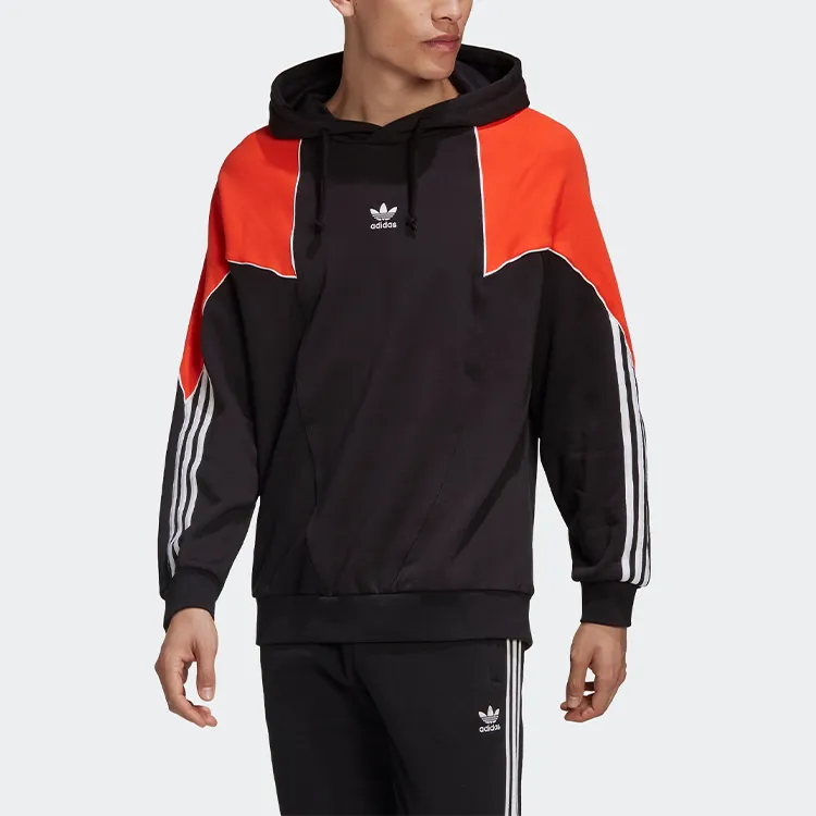 Adidas Originals Big Trefoil Abstract Sweatshirts Men Black Orange-3