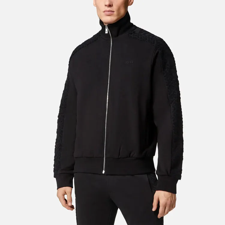 VERSACE Logo Embroidered Zip-Up Jacket-3