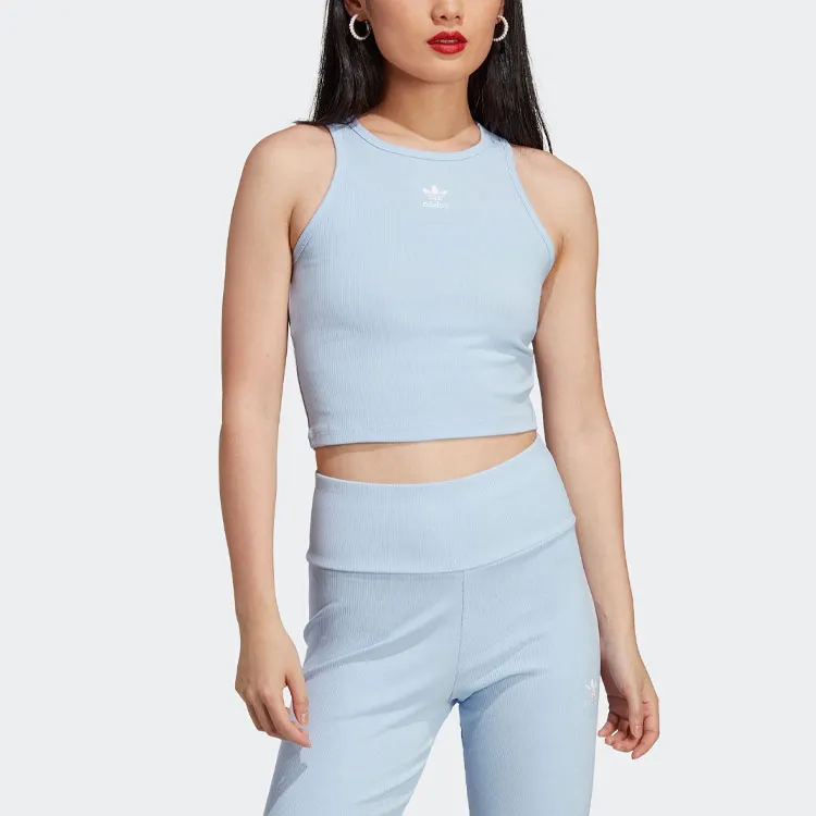 Adidas Originals RIB TANK Top Women's Light Pink Blue-2