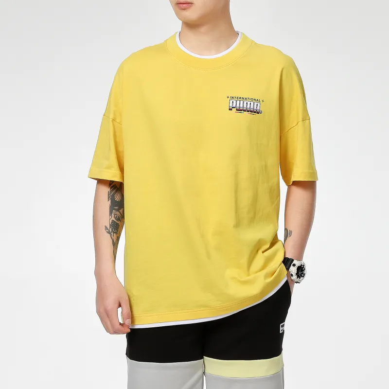 PUMA Drop Shoulder Sleeve T-Shirt Men's Yellow-3