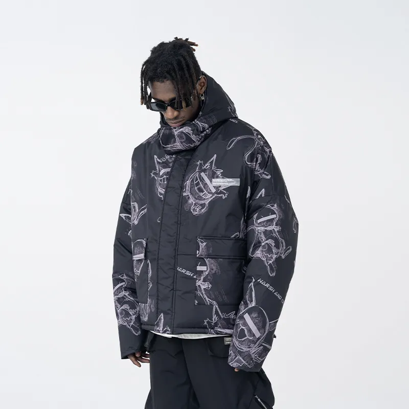 HARSH AND CRUEL Puffer Jackets Unisex Black-3