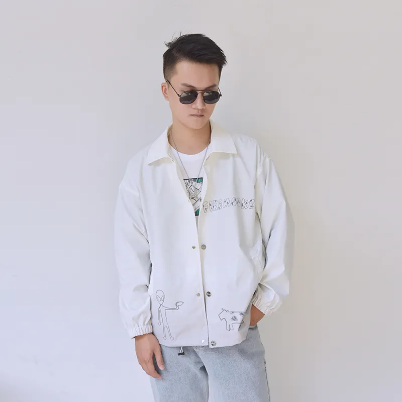 FireMonkey Loose Fit Jacket Unisex White-3