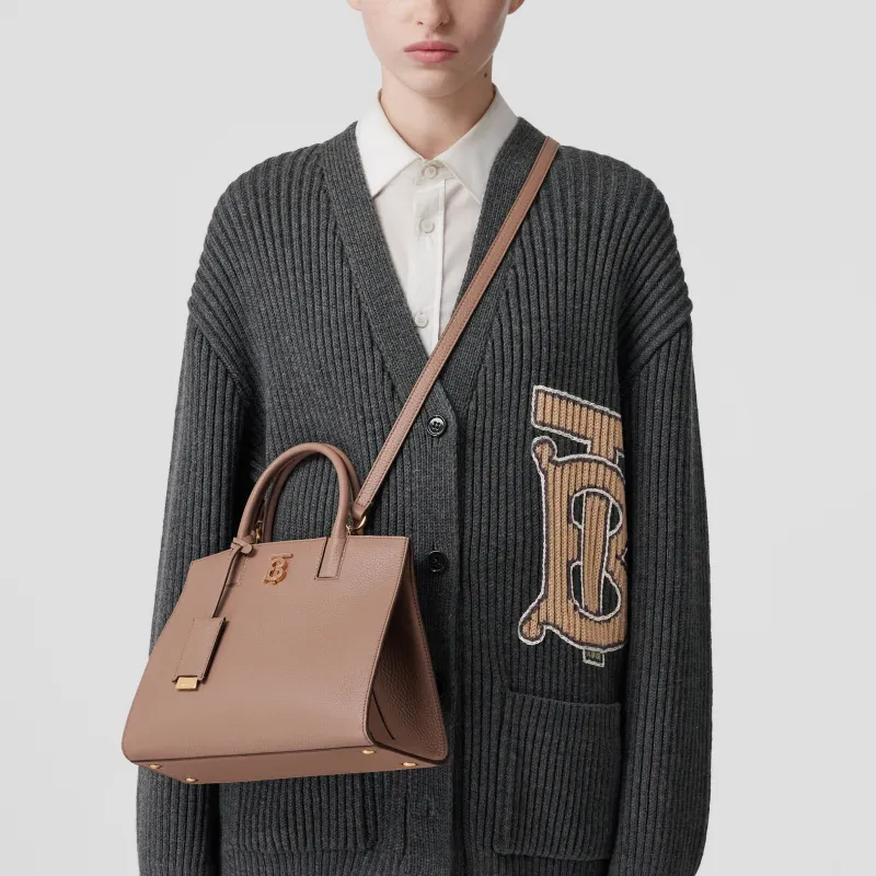 Burberry Frances Calfskin Tote Bag Shopping Bag Shoulder Bag Crossbody Bag Handbag Mini Women's Light Saddle Umber-6