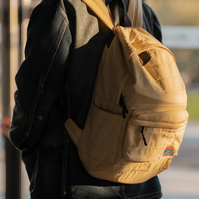 MostwantedLab Nylon Fabric Backpack Regular Unisex Beige Yellow/Black-4
