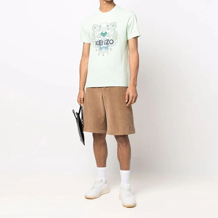 KENZO Classic Tiger Head T Shirts Men Light Green-6