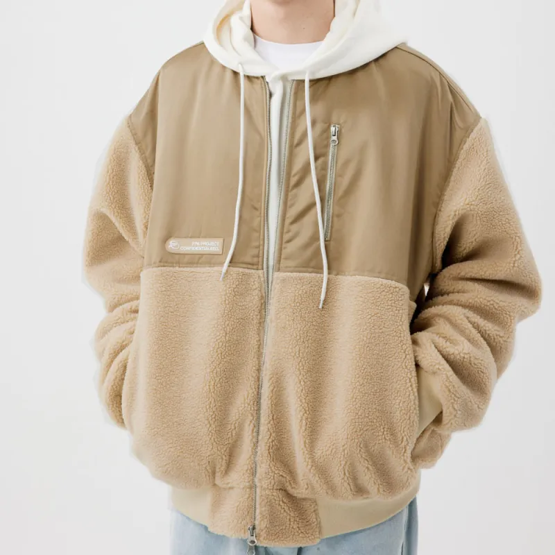 FPA Letter Solid Color Baseball Collar Loose Fit Moderate Puffer Jacket Unisex-2