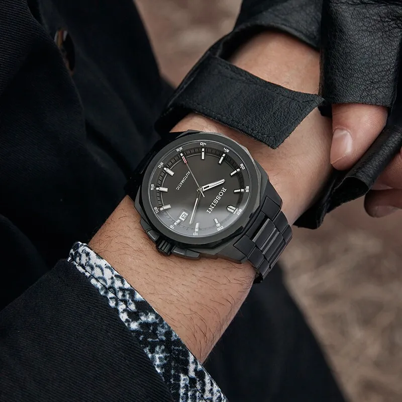 ROSSINI Medallion Collection Automatic Mechanical Movement Stainless Steel Watchband Watch Men's Watches Black Dial-3