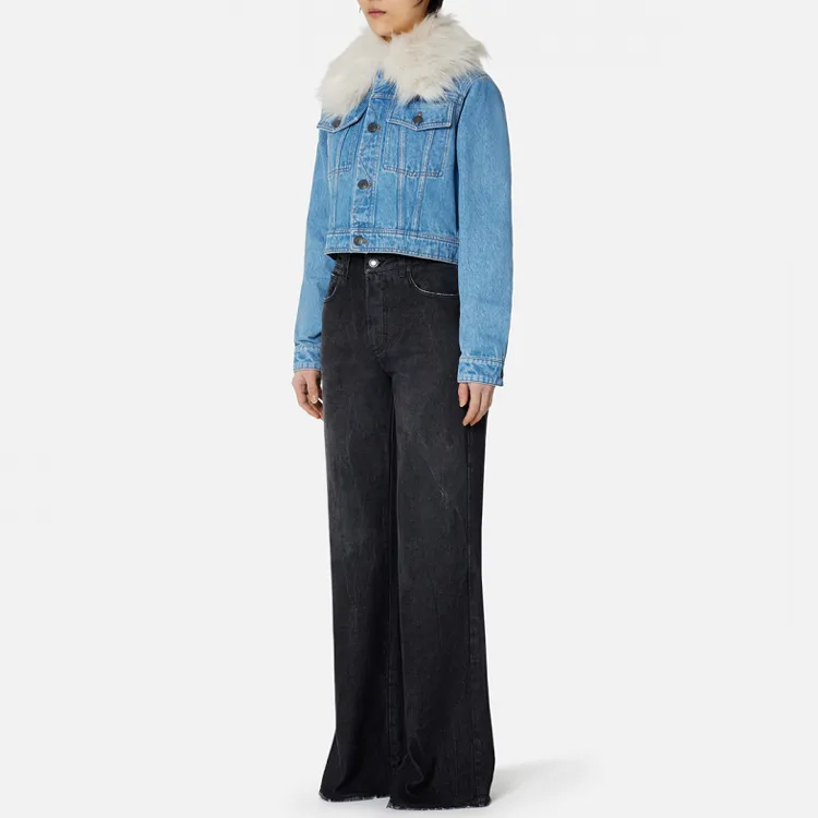 AMIPARIS Cropped Coats Women's Blue-3