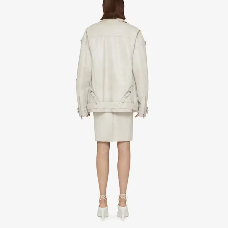 GIVENCHY Leather Jacket Women's White-3